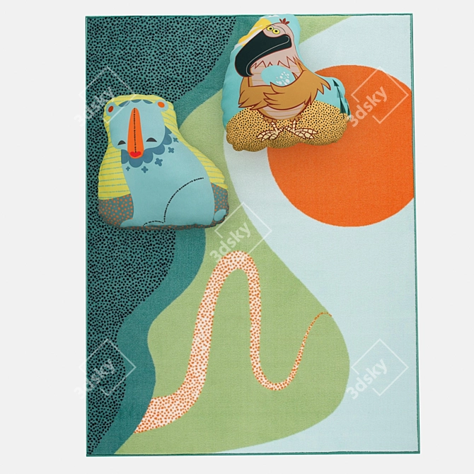 LATTJO Children's Decor Set - Rug & Cushions 3D model image 1