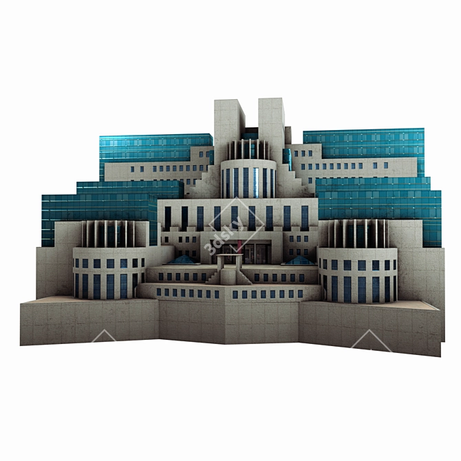 SIS HQ: Iconic London Building 3D model image 1