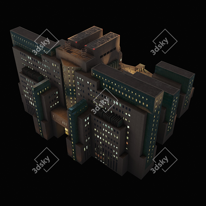 SIS HQ: Iconic London Building 3D model image 4