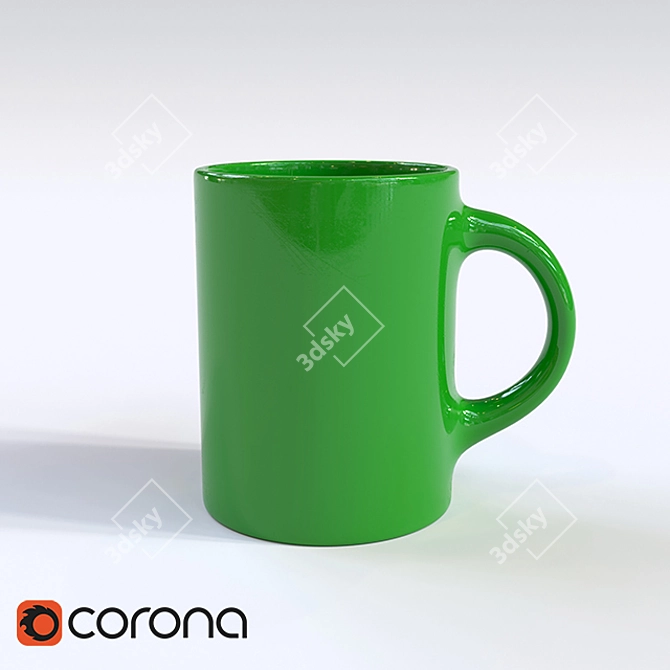 Green Ceramic Mug 3D model image 1