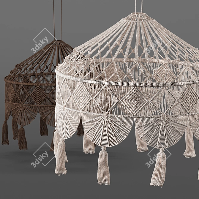 Macrame Pendant Lampshade 3D model image 3