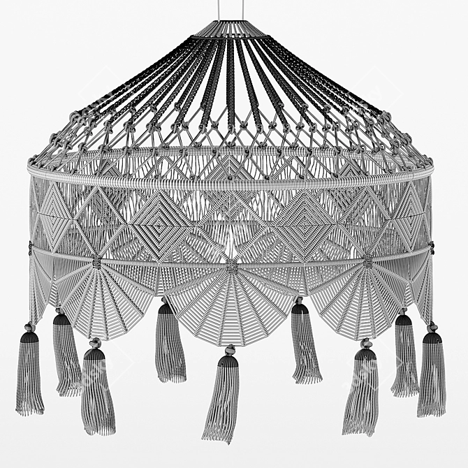 Macrame Pendant Lampshade 3D model image 4