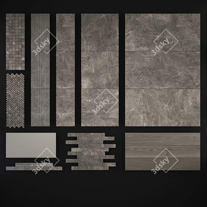 Italon Gray Stone Tile Set 3D model image 4