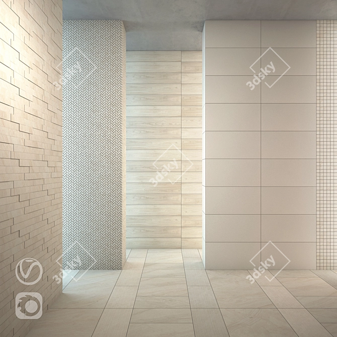 Italon Room White Stone: Elegant Mosaic & Tiles 3D model image 1