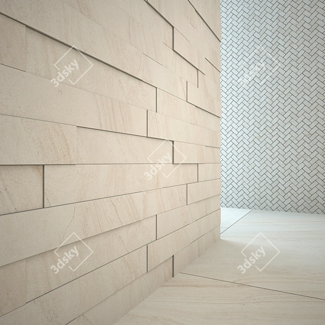 Italon Room White Stone: Elegant Mosaic & Tiles 3D model image 2