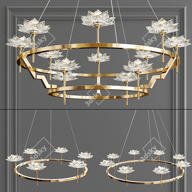 Luminous Petals: Designer Crystal Chandelier 3D model image 2