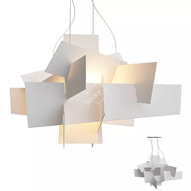 Luminous White Chandelier Collection 3D model image 3