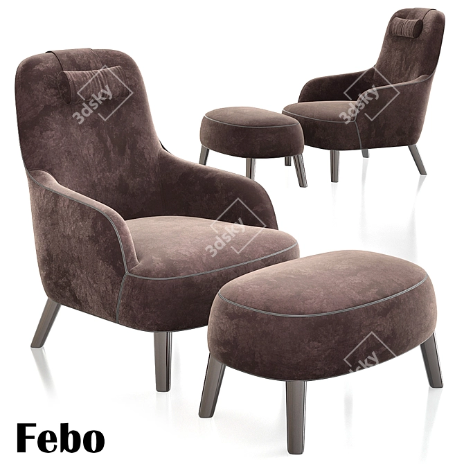 Luxurious Febo Armchairs by Antonio Citterio 3D model image 1