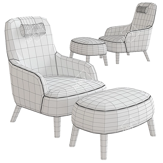 Luxurious Febo Armchairs by Antonio Citterio 3D model image 2