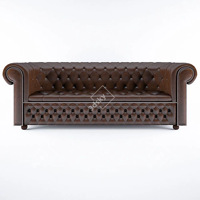 Stylish Chester Three-Seater Sofa 3D model image 2