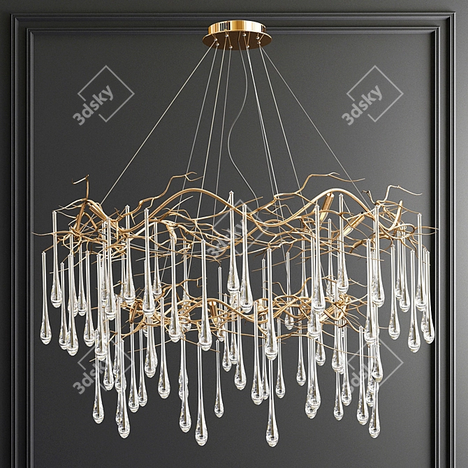 Elegant Double Tear Chandelier 3D model image 1