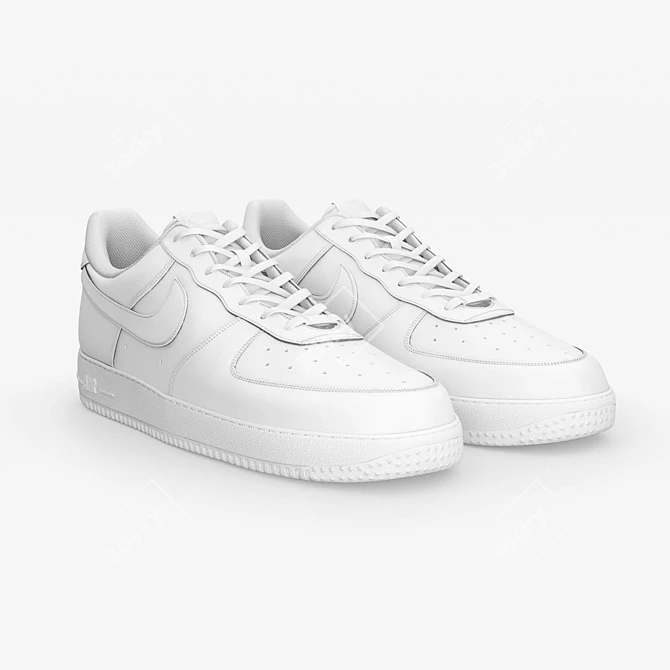 Nike AF1 White: Subdivision-Ready Sneakers 3D model image 1