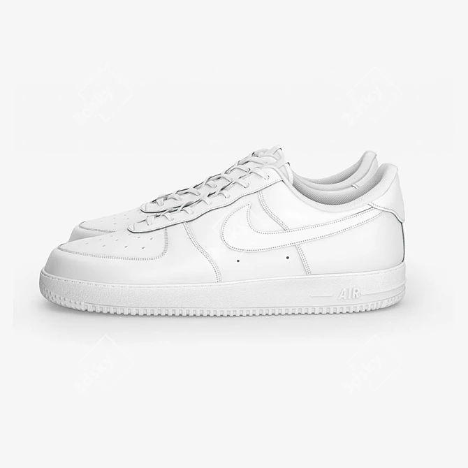 Nike AF1 White: Subdivision-Ready Sneakers 3D model image 2