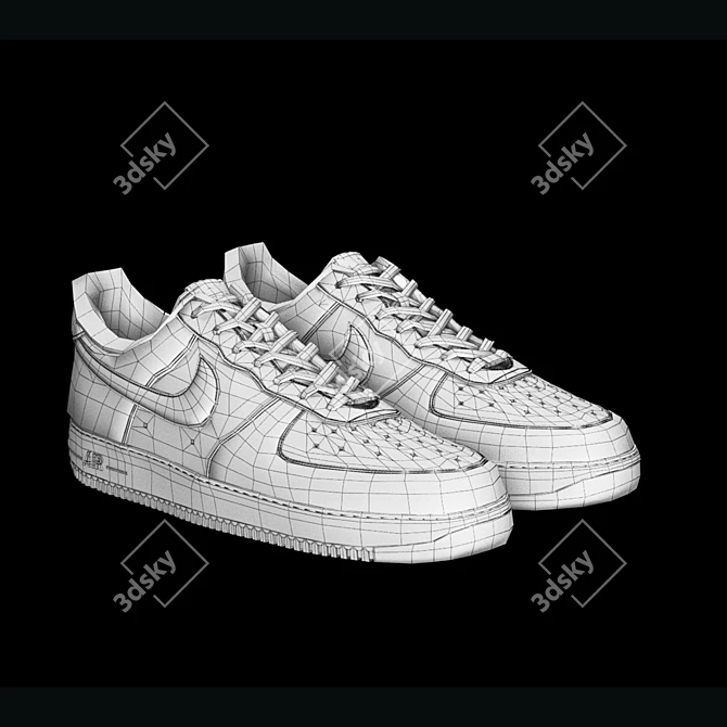 Nike AF1 White: Subdivision-Ready Sneakers 3D model image 3