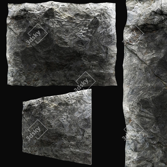 Decorative Stone Wall: High-Resolution Texture 3D model image 2