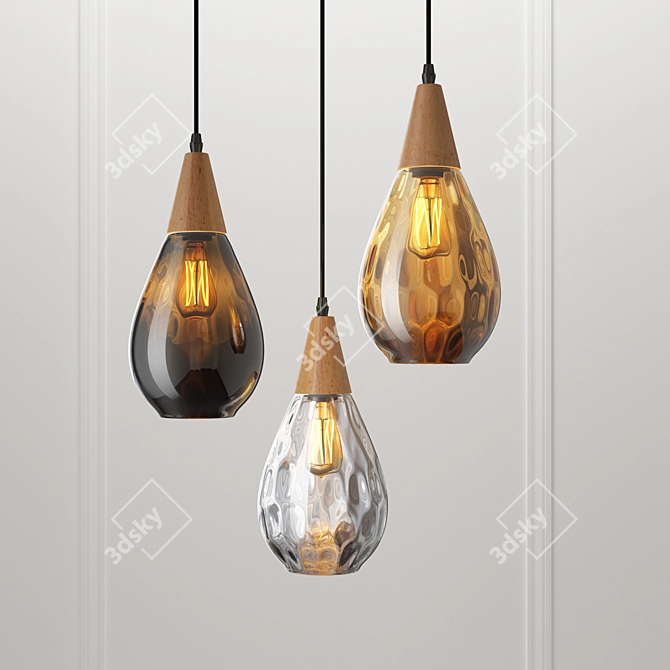 Sleek Nordic Glass Pendant 3D model image 1