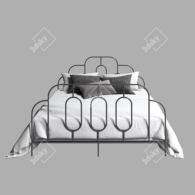 Vintage-Inspired Sheryl Metal Bed 3D model image 2