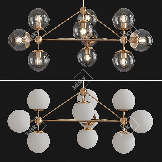 Modo Chandelier - 10 Globes 3D model image 1