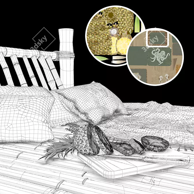 Bamboo Paradise: Exquisite Hut & Cozy Bed 3D model image 5