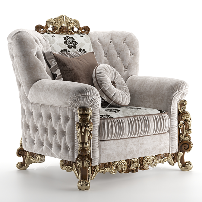 Italian Handcrafted Gold Accent Armchair - A.R. Arredamenti Excelsior 3D model image 1