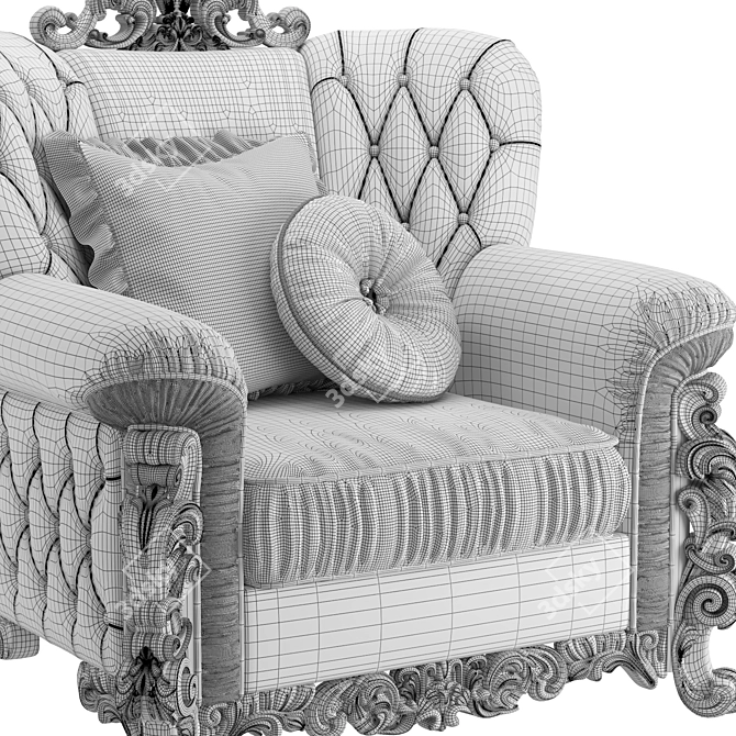 Italian Handcrafted Gold Accent Armchair - A.R. Arredamenti Excelsior 3D model image 3