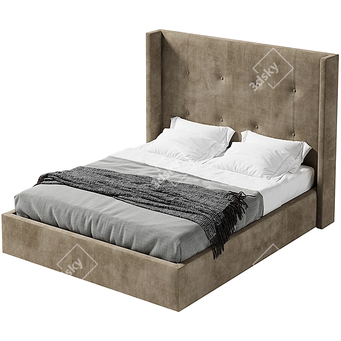 Vintage Classic High-Buttoned Bed 3D model image 1