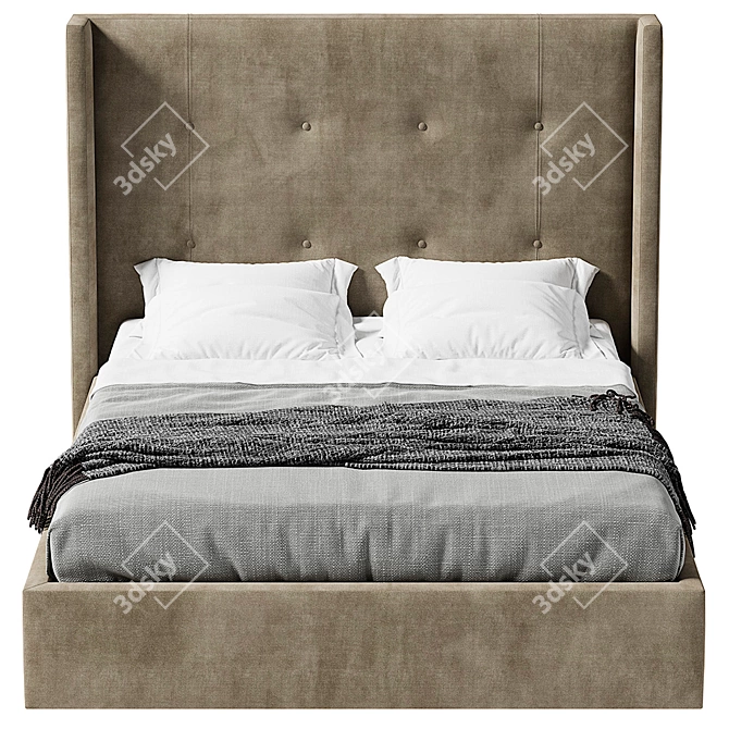 Vintage Classic High-Buttoned Bed 3D model image 2