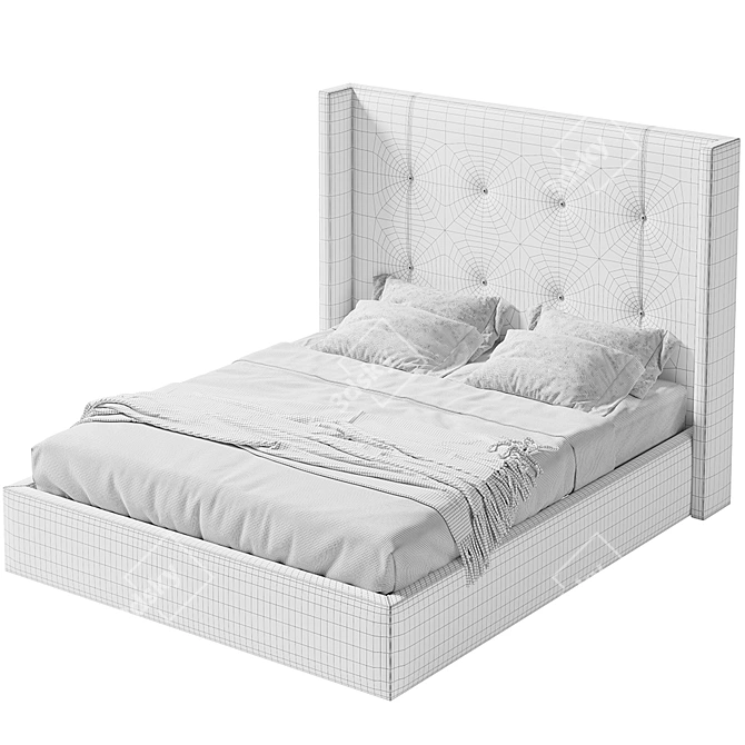 Vintage Classic High-Buttoned Bed 3D model image 4