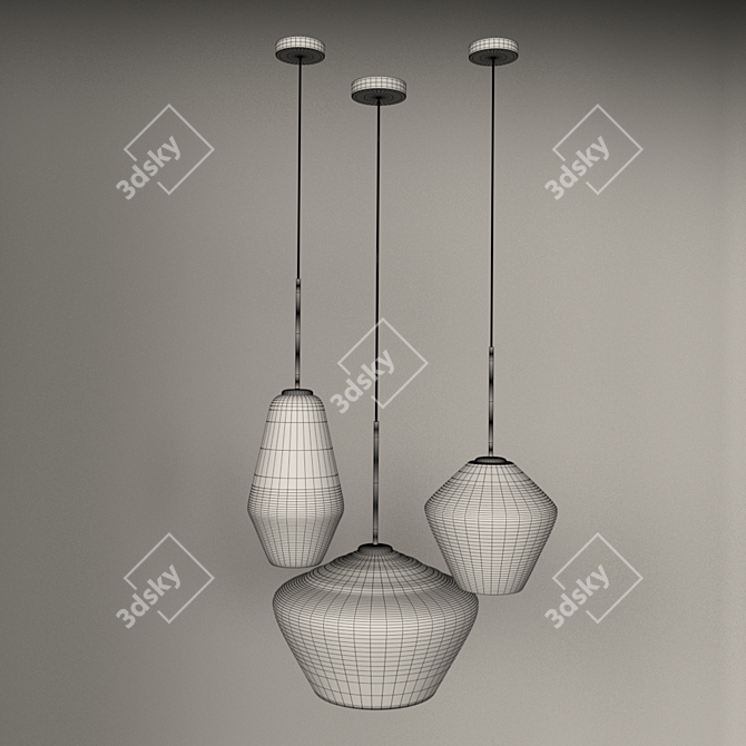 Scandinavian Pendant Lights Set 3D model image 2