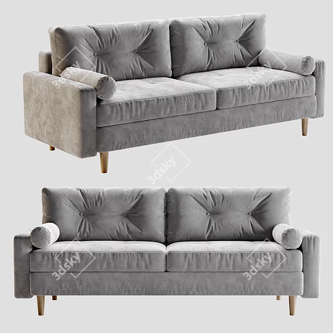 Elegant Gray Sofa, Perfectly Sized 3D model image 1