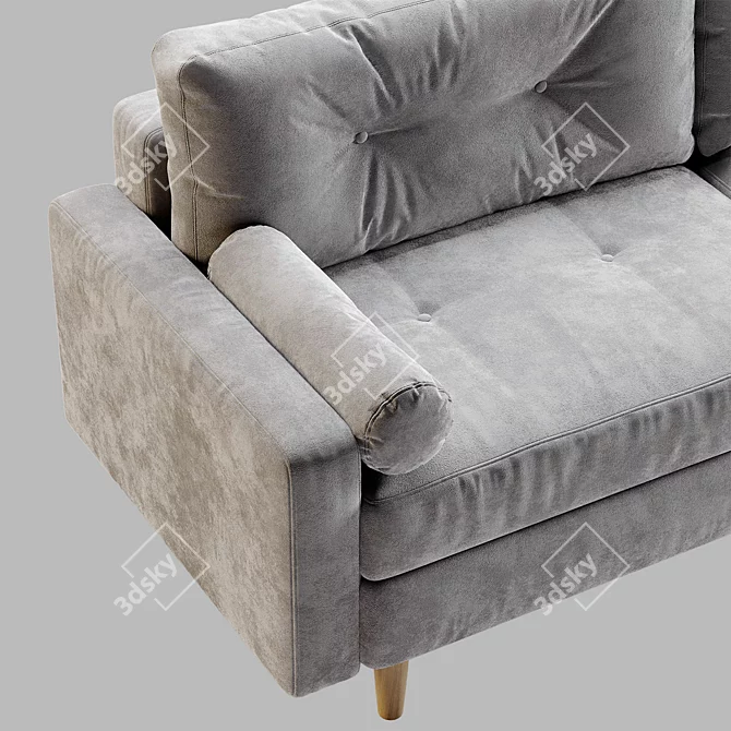 Elegant Gray Sofa, Perfectly Sized 3D model image 2