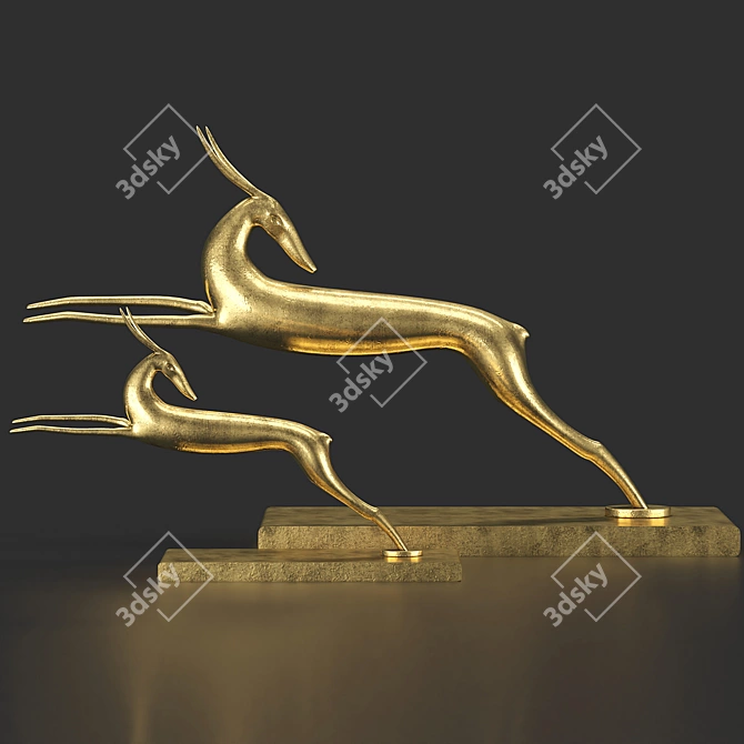 Elegant Gazelle Sculpture 3D model image 1