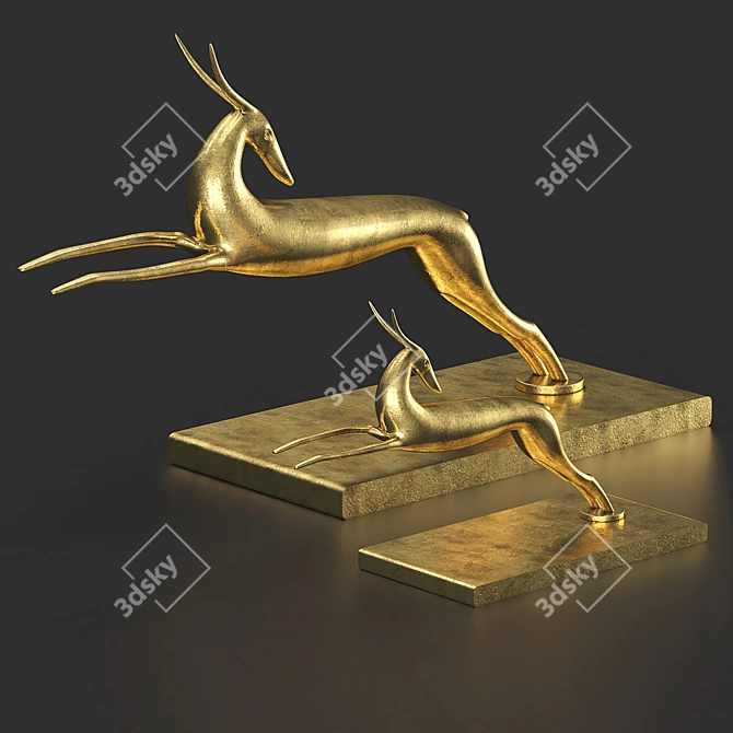 Elegant Gazelle Sculpture 3D model image 2