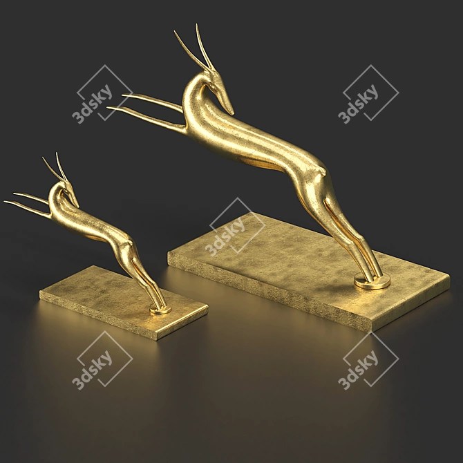 Elegant Gazelle Sculpture 3D model image 3