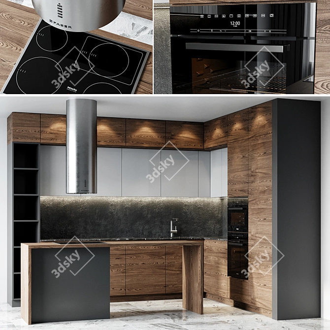 Elegant Kitchen Duo: Blanco Sink & Miele Oven 3D model image 1