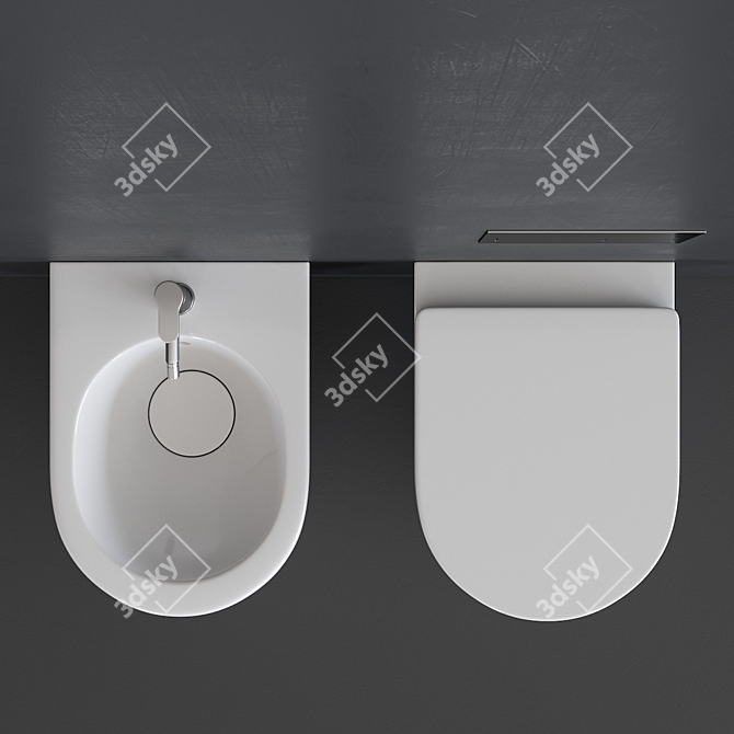 TONO Wall-Hung WC: Sleek Ceramic Bathroom Fixture 3D model image 4