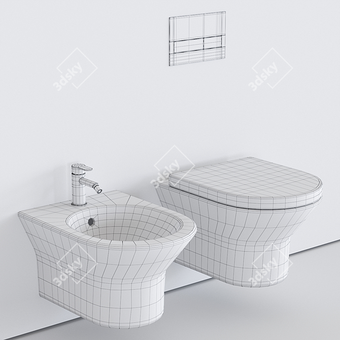 TONO Wall-Hung WC: Sleek Ceramic Bathroom Fixture 3D model image 5