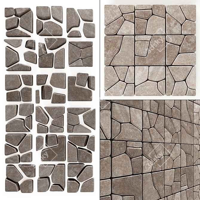 Multifaceted Stone Wall Décor 3D model image 1