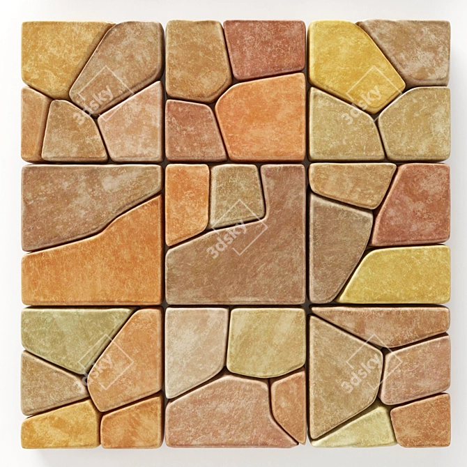 Multifaceted Stone Wall Décor 3D model image 3