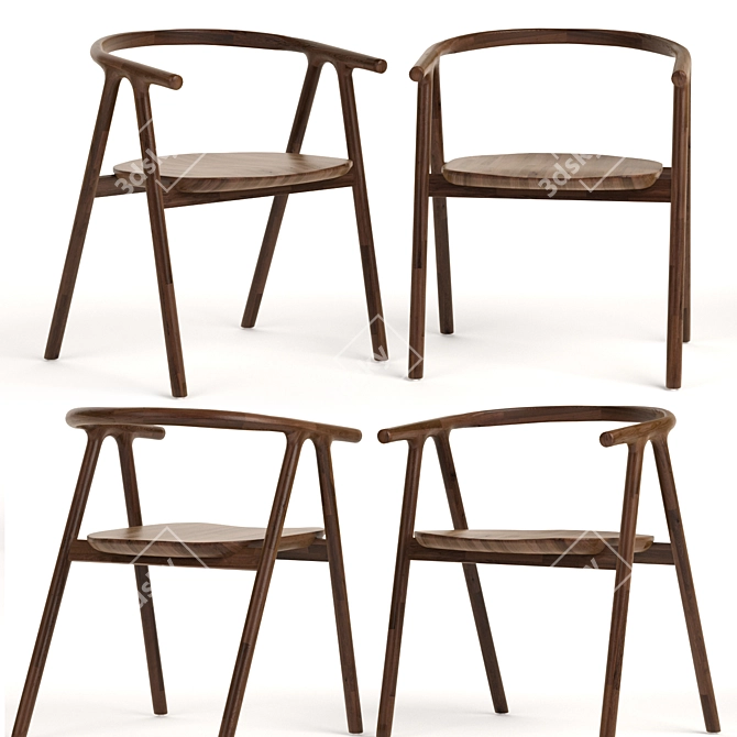 Elegant Tanaka Dining Chair 3D model image 2