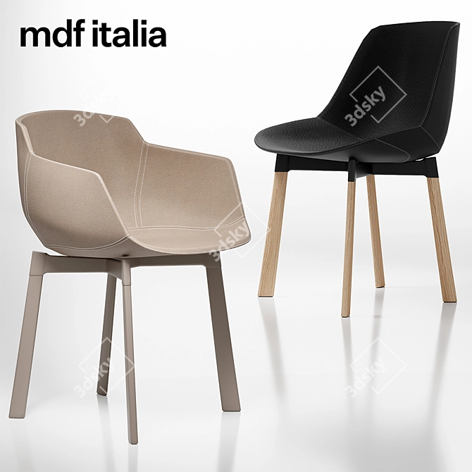 Sleek Flow Leather Chair 3D model image 1