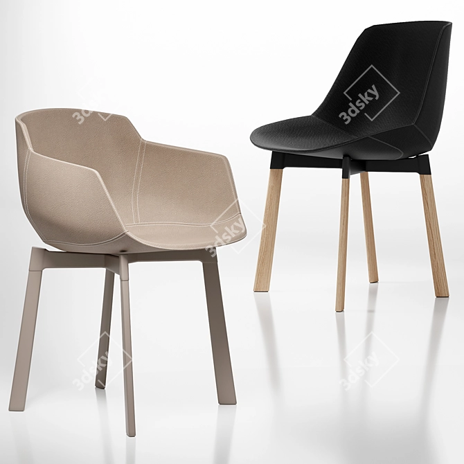 Sleek Flow Leather Chair 3D model image 4