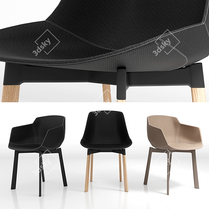 Sleek Flow Leather Chair 3D model image 5