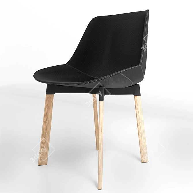 Sleek Flow Leather Chair 3D model image 6