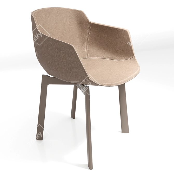 Sleek Flow Leather Chair 3D model image 7