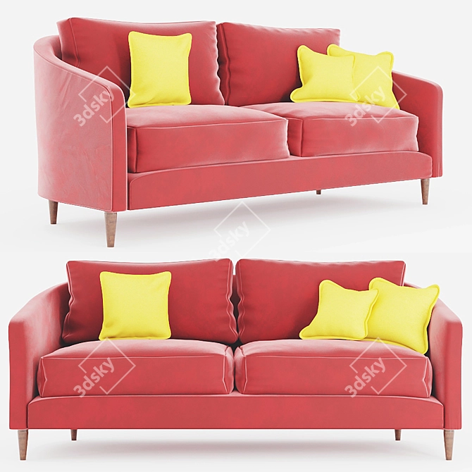 Cozy Red 2-Seater Sofa 3D model image 1