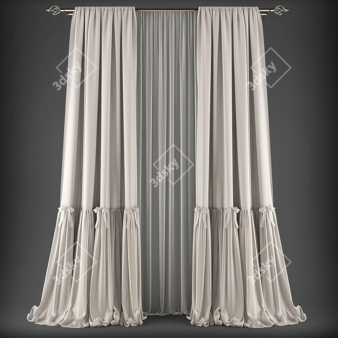Elegant Sheer Window Curtains 3D model image 1