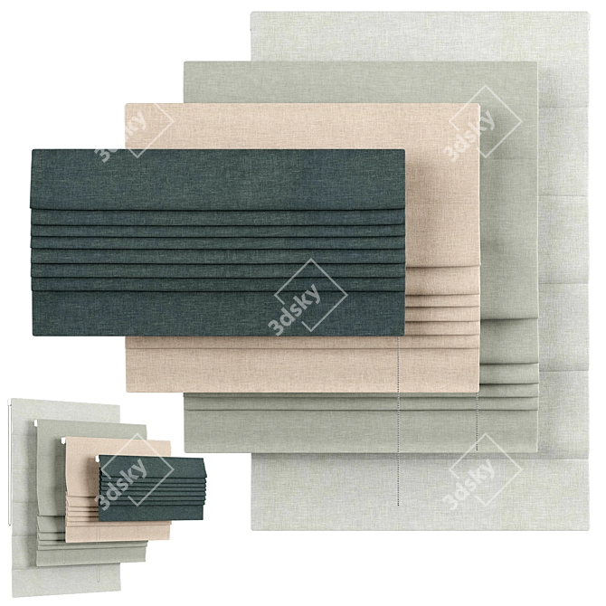 English Blinds Roman Curtains | Solo Collection 3D model image 1