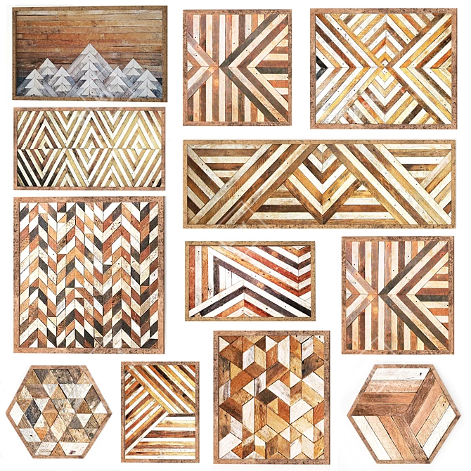 Scandinavian Rustic Wood Wall Art 3D model image 7