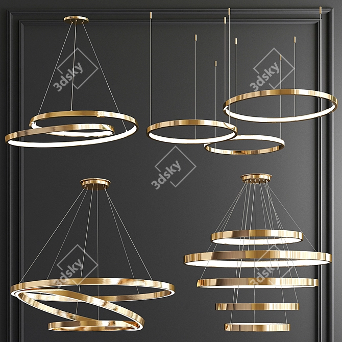 Elegant Ring Pendant Light 3D model image 1